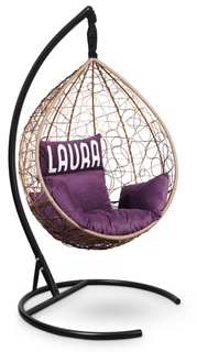 Подвесное кресло sevilla velour горячий шоколад с фиолетовой подушкой (лаура) коричневый 110x195x110 см. L'aura