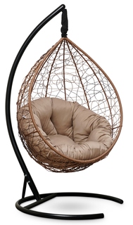 Подвесное кресло sevilla verde горячий шоколад с бежевой подушкой (лаура) коричневый 110x195x110 см. L'aura