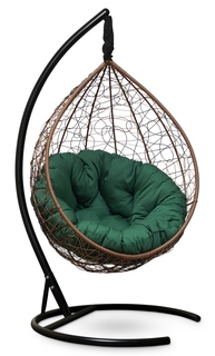 Подвесное кресло sevilla verde горячий шоколад с зеленой подушкой (лаура) коричневый 110x195x110 см. L'aura