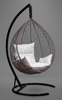 Подвесное кресло-кокон sevilla elegant коричневое с серой/голубой подушкой (лаура) коричневый 110x195x110 см. L'aura