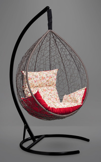Подвесное кресло-кокон sevilla elegant коричневое с красной/розовой подушкой (лаура) коричневый 110x195x110 см. L'aura