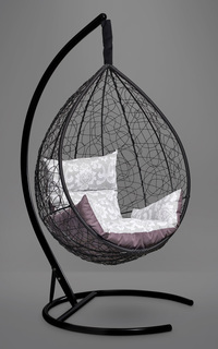 Подвесное кресло-кокон sevilla elegant черное с шоколадной/серой подушкой (лаура) черный 110x195x110 см. L'aura