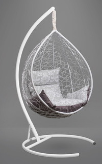 Подвесное кресло-кокон sevilla elegant белое с шоколадной/серой подушкой (лаура) белый 110x195x110 см. L'aura