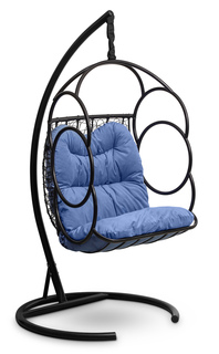 Подвесное кресло-кокон senatore черное с синей подушкой (лаура) черный 195x110 см. L'aura