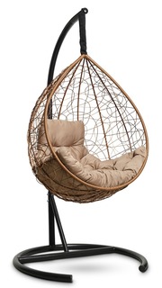 Подвесное кресло-кокон sevilla comfort горячий шоколад с бежевой подушкой (лаура) коричневый 105x195x105 см. L'aura