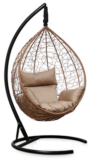 Подвесное кресло-кокон sevilla горячий шоколад с бежевой подушкой (лаура) коричневый 110x195x110 см. L'aura