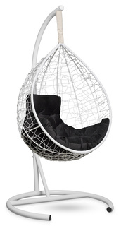 Подвесное кресло-кокон sevilla comfort белое с черной подушкой (лаура) белый 105x195x105 см. L'aura