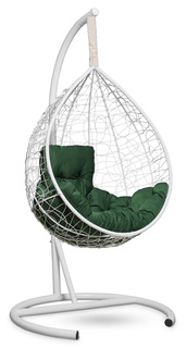 Подвесное кресло-кокон sevilla comfort белое с зеленой подушкой (лаура) белый 105x195x105 см. L'aura