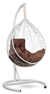Подвесное кресло-кокон sevilla comfort белое с коричневой подушкой (лаура) белый 105x195x105 см. L'aura