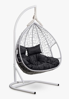 Подвесное двухместное кресло-кокон fisht белое с черной подушкой (лаура) белый 120x195x110 см. L'aura