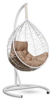 Подвесное кресло-кокон sevilla comfort белое с бежевой подушкой (лаура) белый 105x195x105 см. L'aura