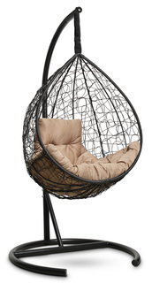 Подвесное кресло-кокон sevilla comfort черное с бежевой подушкой (лаура) черный 105x195x105 см. L'aura