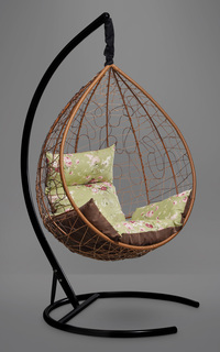 Подвесное кресло-кокон sevilla elegant горячий шоколад с коричневой/зеленой подушкой (лаура) коричневый 110x195x110 см. L'aura
