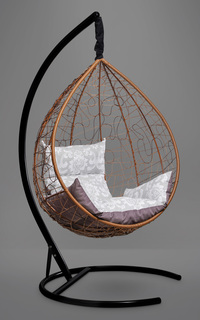 Подвесное кресло-кокон sevilla elegant горячий шоколад с шоколадной/серой подушкой (лаура) коричневый 110x195x110 см. L'aura