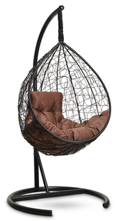 Подвесное кресло-кокон sevilla comfort черное с коричневой подушкой (лаура) черный 105x195x105 см. L'aura