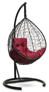 Подвесное кресло-кокон sevilla comfort черное с бордовой подушкой (лаура) черный 105x195x105 см. L'aura