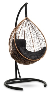 Подвесное кресло-кокон sevilla comfort горячий шоколад с черной подушкой (лаура) коричневый 105x195x105 см. L'aura