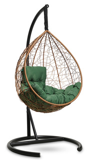 Подвесное кресло-кокон sevilla comfort горячий шоколад с зеленой подушкой (лаура) коричневый 105x195x105 см. L'aura