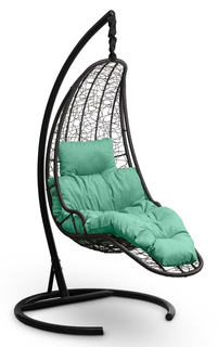 Подвесное кресло-кокон luna черное с зеленой подушкой (лаура) черный 110x195x110 см. L'aura