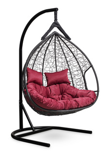 Подвесное двухместное кресло-кокон fisht черное с бордовой подушкой (лаура) черный 120x195x110 см. L'aura