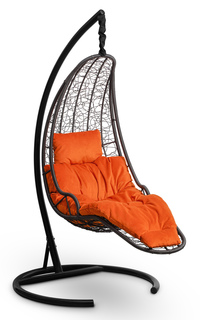 Подвесное кресло-кокон luna черное с оранжевой подушкой (лаура) черный 110x195x110 см. L'aura