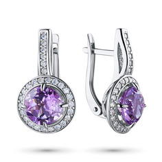 Серьги из серебра с аметистом э0607сг04200313 ЭПЛ Якутские Бриллианты