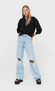 Stradivarius Худи С Молнией Черный M