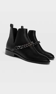 Stradivarius Черные Ботильоны На Плоской Подошве И С Разрезами Черный 36