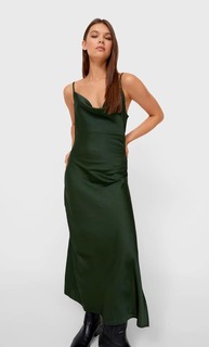 Stradivarius Платье Миди В Бельевом Стиле Хаки Xl