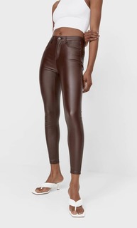 Stradivarius Брюки С Высокой Посадкой И Напылением Коричневый 34