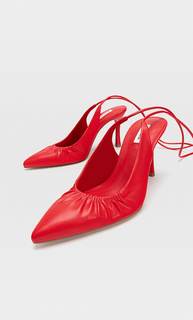 Stradivarius Туфли На Каблуке С Завязками Красный 35