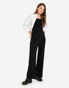 Чёрные классические брюки Wide leg Gloria Jeans