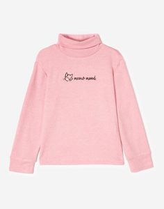 Розовая водолазка с вышивкой Meow mood для девочки Gloria Jeans