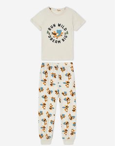 Бежевая пижама с лисами для мальчика Gloria Jeans