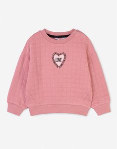 Розовый свитшот oversize с вышивкой для девочки Gloria Jeans