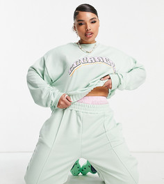 Свитшот морского зеленого цвета с принтом от комплекта ASOS DESIGN Curve-Зеленый цвет