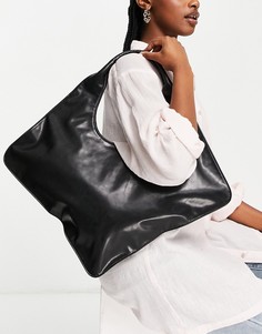 Черная трапециевидная сумка-шопер в стиле oversized NA-KD-Черный цвет