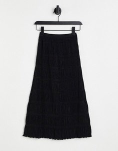 Черная юбка миди со сборками & Other Stories-Черный цвет