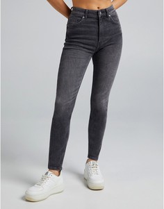 Серые джинсы скинни с завышенной талией Bershka-Серый