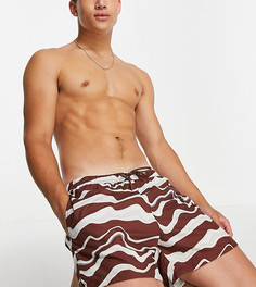 Коричневые шорты для плавания с принтом в виде завитков от комплекта COLLUSION-Коричневый цвет