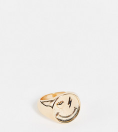 Золотистое кольцо со смайликом Reclaimed Vintage Inspired-Золотистый