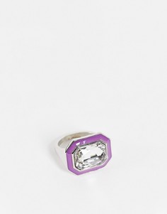 Броское серебристое кольцо с фиолетовым камнем и кристаллом Topshop-Серебристый