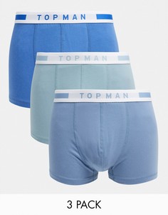 Набор из 3 боксеров-брифов синих и голубых оттенков Topman-Многоцветный