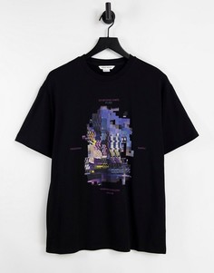 Oversized-футболка черного цвета с цифровым принтом Urban Revivo-Черный цвет