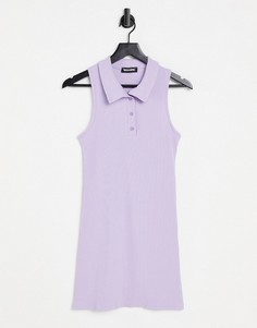 Эксклюзивное сиреневое платье мини в рубчик с воротником Missy Empire-Фиолетовый цвет Missyempire