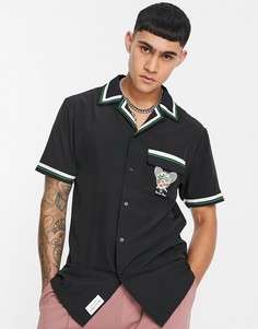 Черная рубашка с вышивкой эмблемы теннисного клуба (от комплекта) Liquor N Poker-Черный цвет