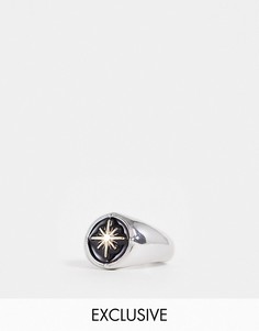 Серебристое кольцо-печатка со звездой Reclaimed Vintage Inspired-Разноцветный