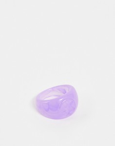 Фиолетовое пластмассовое кольцо-печатка со звездой ASOS DESIGN-Розовый цвет