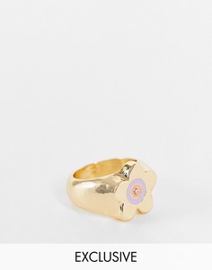Золотистое кольцо с забавным цветком Reclaimed Vintage Inspired-Золотистый