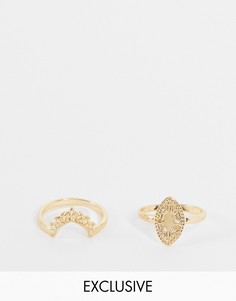 2 золотистых наборных кольца Reclaimed Vintage Inspired-Золотистый